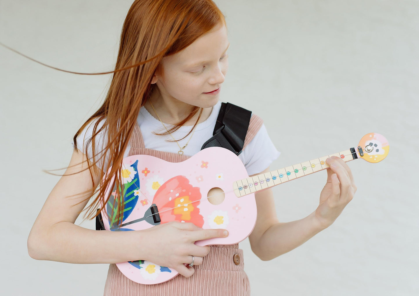 Tinkertar - Pink Floral Acoustic Guitar - The Easiest Way To Start And Learn Guitar - 1 Stringed Toy Instrument For Kids Perfect