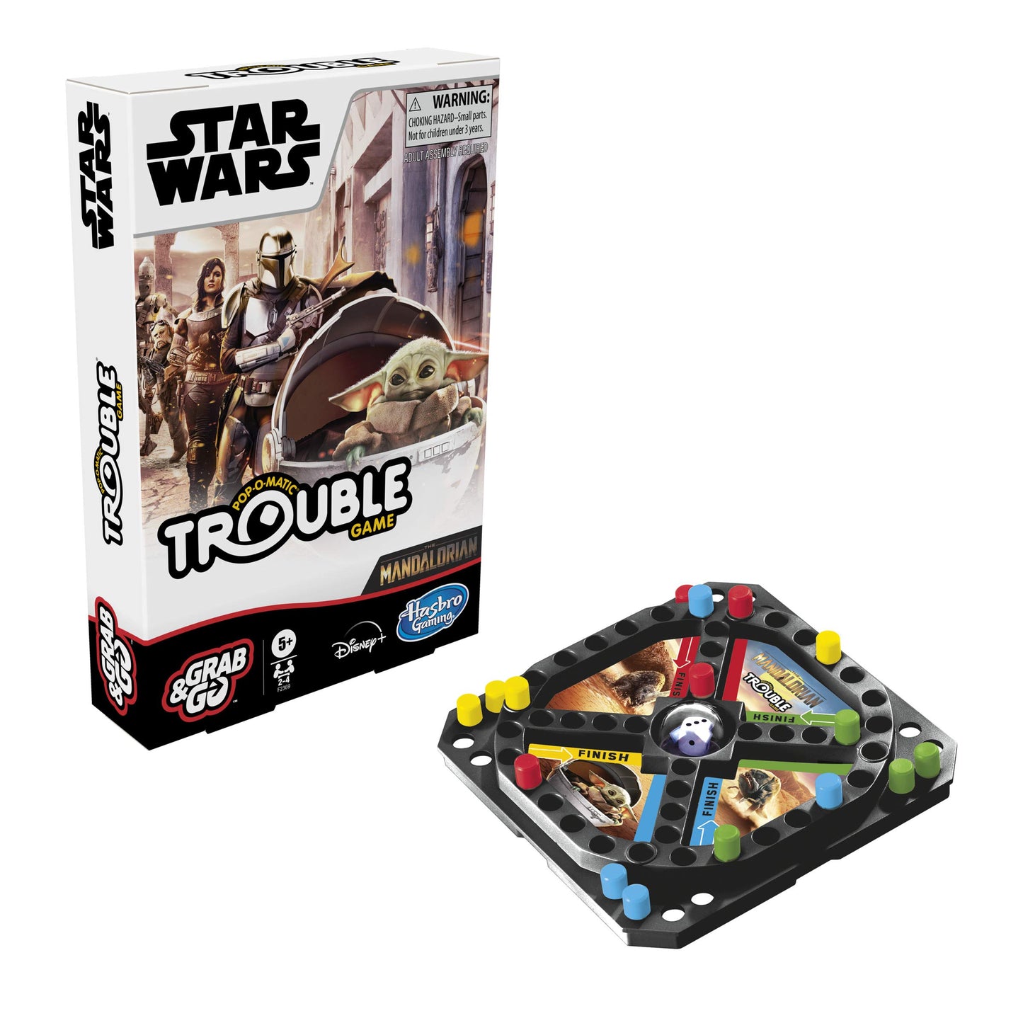 Hasbro Gaming Trouble: Star Wars The Mandalorian Edition Board Game For Kids Ages 5 And Up Grab And Go (Travel)