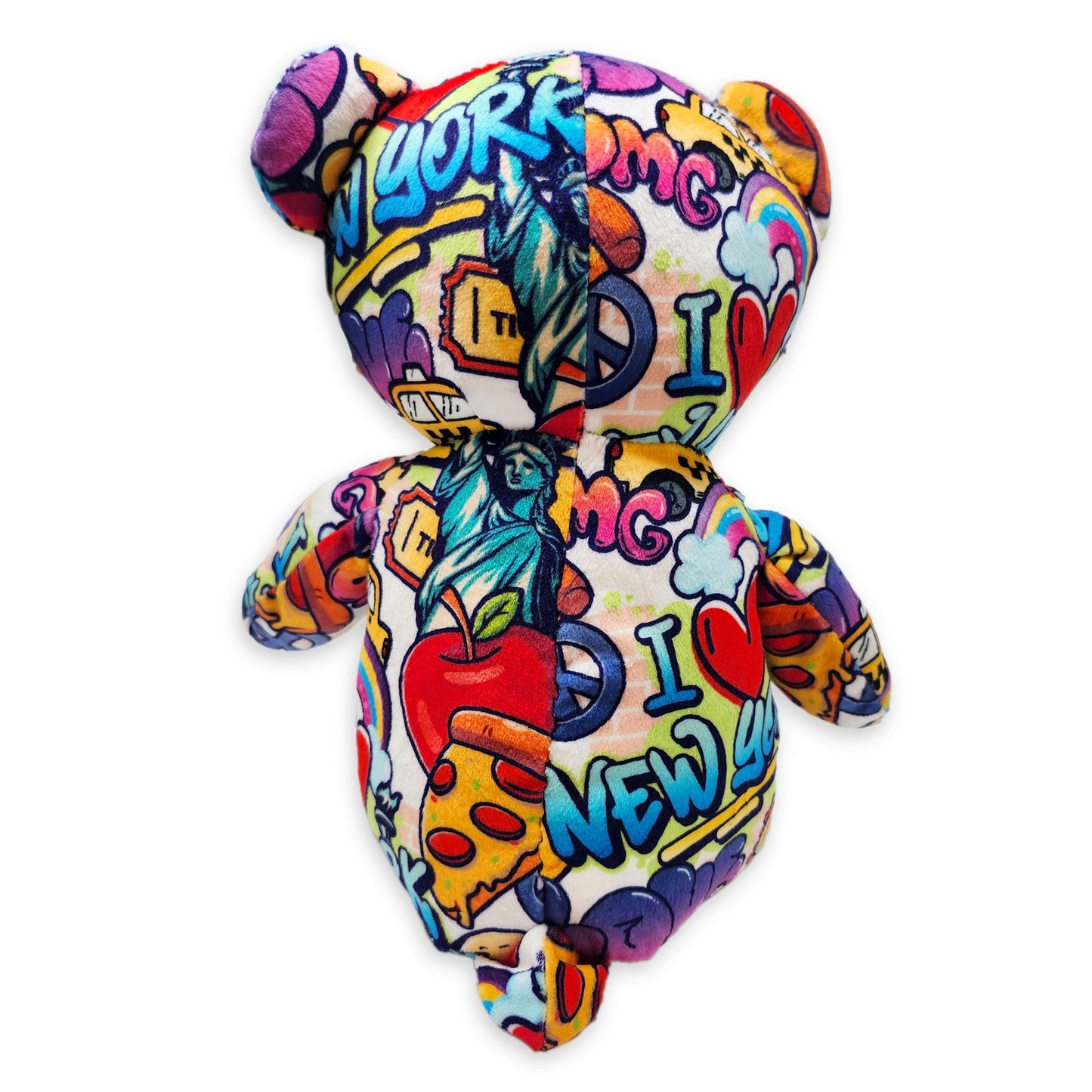 PLUSHOLOGY I Love New York Graffiti Teddy Bear Eco Friendly Stuffed Animal; Cuddly Soft Velboa Plush Animal for Kids 3 Years Old to mature-themeds; Child-Safe Embroidered Face Details (10 Tall When Seated)