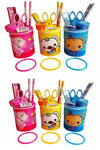 Gifts Online Birthday Party Return Gifts Stationary Set-Of 6-One Set Includes Pen Stand,2 Pencils,Rubber,Sharpner,Paper Scissor,