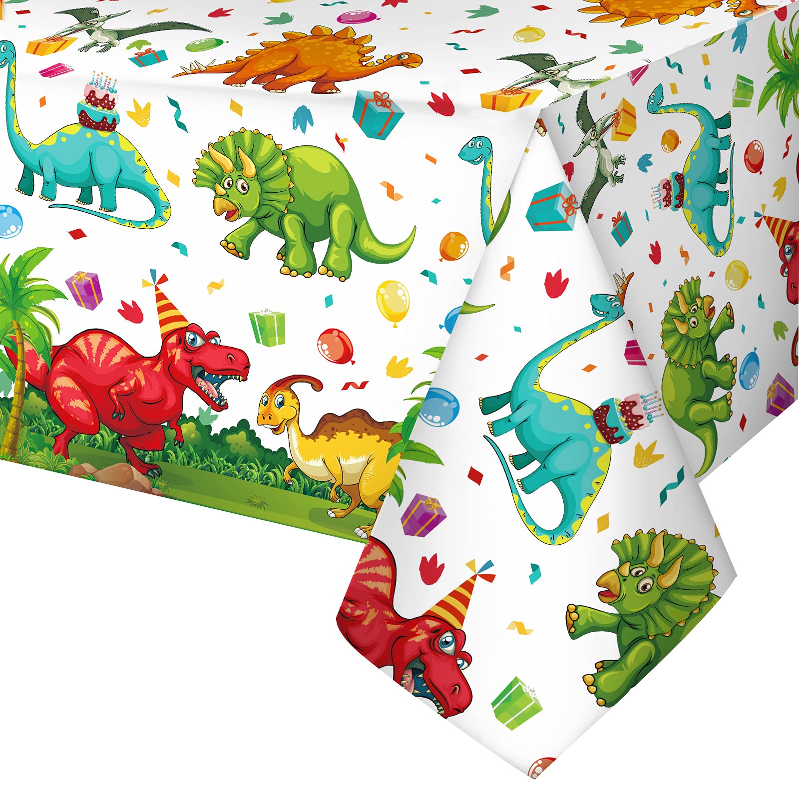 Tegeme 1 Pcs Dinosaur Plastic Tablecloth Dinosaur Party Table Cover 54 X 108 Inch Disposable Waterproof Dino Print Table Cloth F