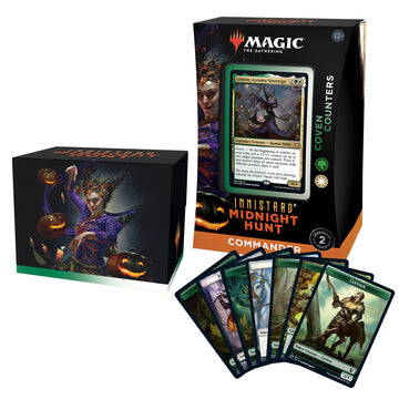 Magic The Gathering Innistrad Midnight Hunt Commander Deck - Coven Counters, Green-White, Cardstock, Model C89610000