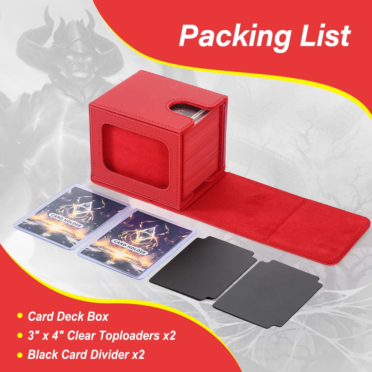 Mtg Deck Box, Double Display Window Deck Box Mtg, Commander Deck Box Fits 120+ Single Sleeved Cards, Pu Leather Magnetic Closure