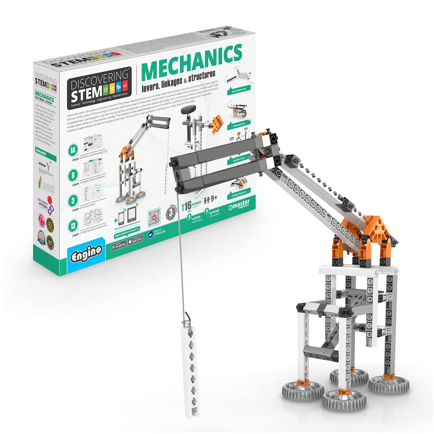 Engino- Stem Toys, Construction Toys For Kids 9+, Mechanics: Levers, Linkages & Structures, Educational Toys, Stem Kits, Gifts For Boys & Girls (16 Model Options)