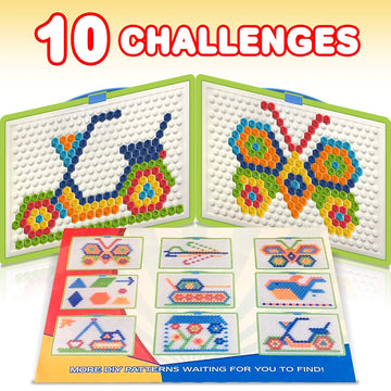 Artcreativity Mushroom Peg Puzzle For Kids With 10-Challenges - Fun Brain Teaser For Children - Arts And Crafts Creative Educati