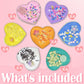 SHGIUOAX 28 Pack Holiday Day Slimes, Heart Shaped Glitter DIY Slime Kits with Greeting Cards for School Classroom, Valentine Par