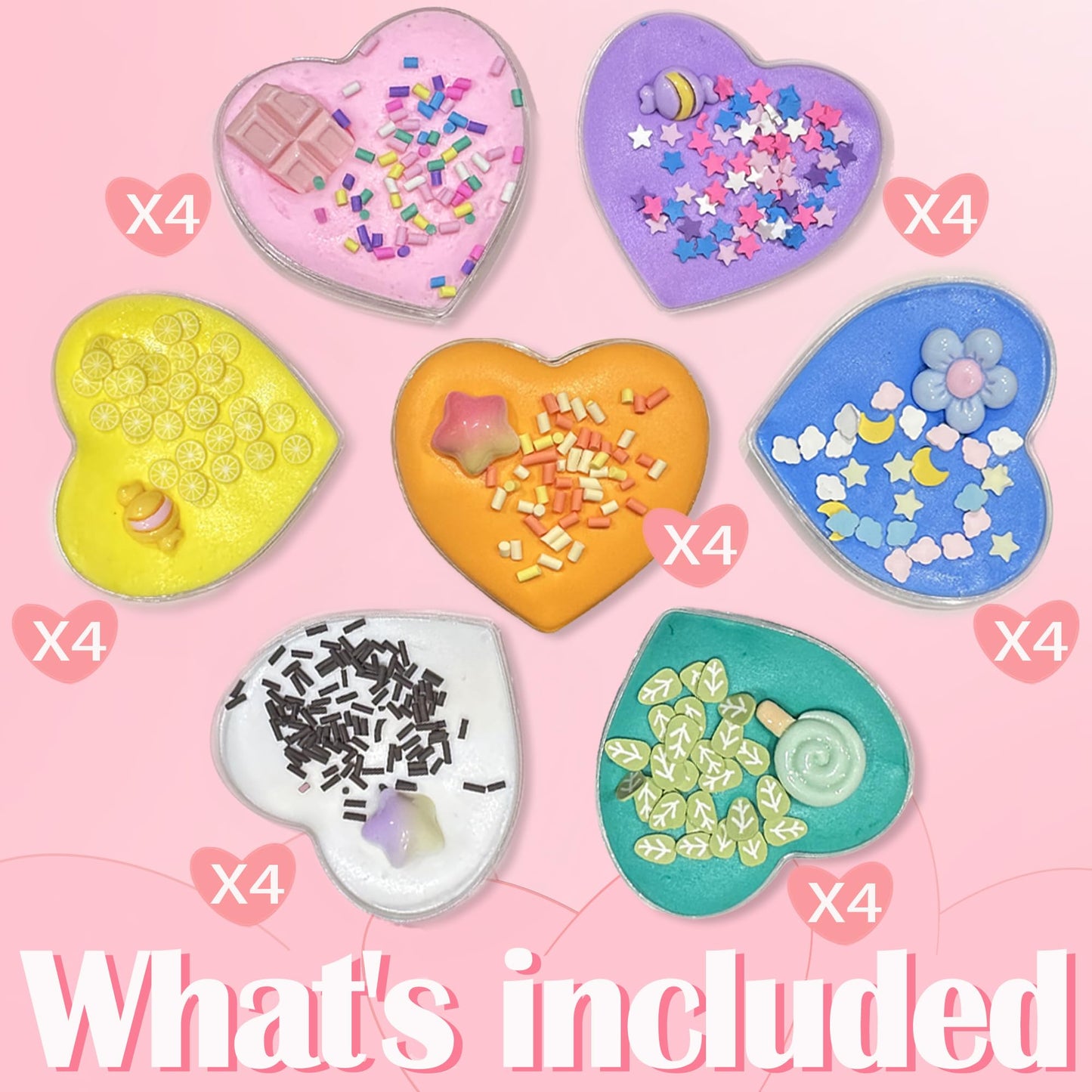 SHGIUOAX 28 Pack Holiday Day Slimes, Heart Shaped Glitter DIY Slime Kits with Greeting Cards for School Classroom, Valentine Par