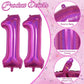 Giant Number 11 Balloon, 40'' Laser Hot Pink Foil Balloon For 11 Year Old Birthday Decor, Mylar Helium Self Inflating Bright Pin