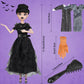 Dbywiub 11.5'' Dolls In Gift Box, Black Dress Girl Dolls With Dots And Strip Dresses, Gifts For Kids Girls Fans