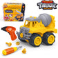 Cement Mixer Toy Truck for 3 + Years Old Kids Take Apart Toy with Screwdriver and Electric Drill Kids Construction Vehicle Toy E