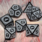 Carving in White Black DND Dice Set for Board Game