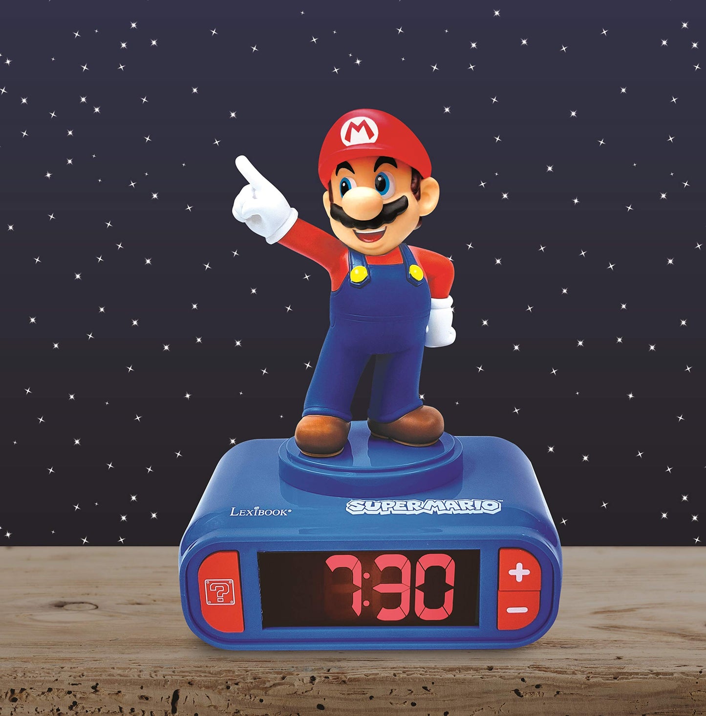 Lexibook Nintendo Super Mario Digital Alarm Clock For Kids-Snooze Function-Superhero Sound Effects-Children Boys, Blue/Red, T.