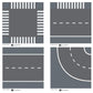 Custom Toys & Hobbies 8 Piece City Building Block Road Base Plates- Straight Crossroads Curve T-Junction Plate-10X10 Inches- Chr