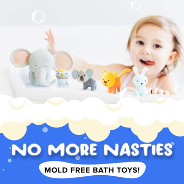 Splashez Mold Free Bath Toys For Kids & Toddlers, Sealed No Hole Baby Bath Toys, Soft Durable Animals Set, Float On Water, No Mold Design For Shower Tub Pool, Infant Babies Ages 0-1-3-6-12-18 Mo