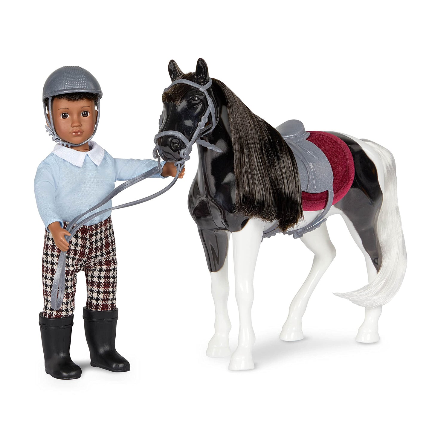 Lori – Mini Boy Doll & Toy Horse – 6-Inch Doll & Black Pinto Horse – Set With Clothes, Animal & Accessories – Playset For Kids – 3 Years + – Landon & Luna