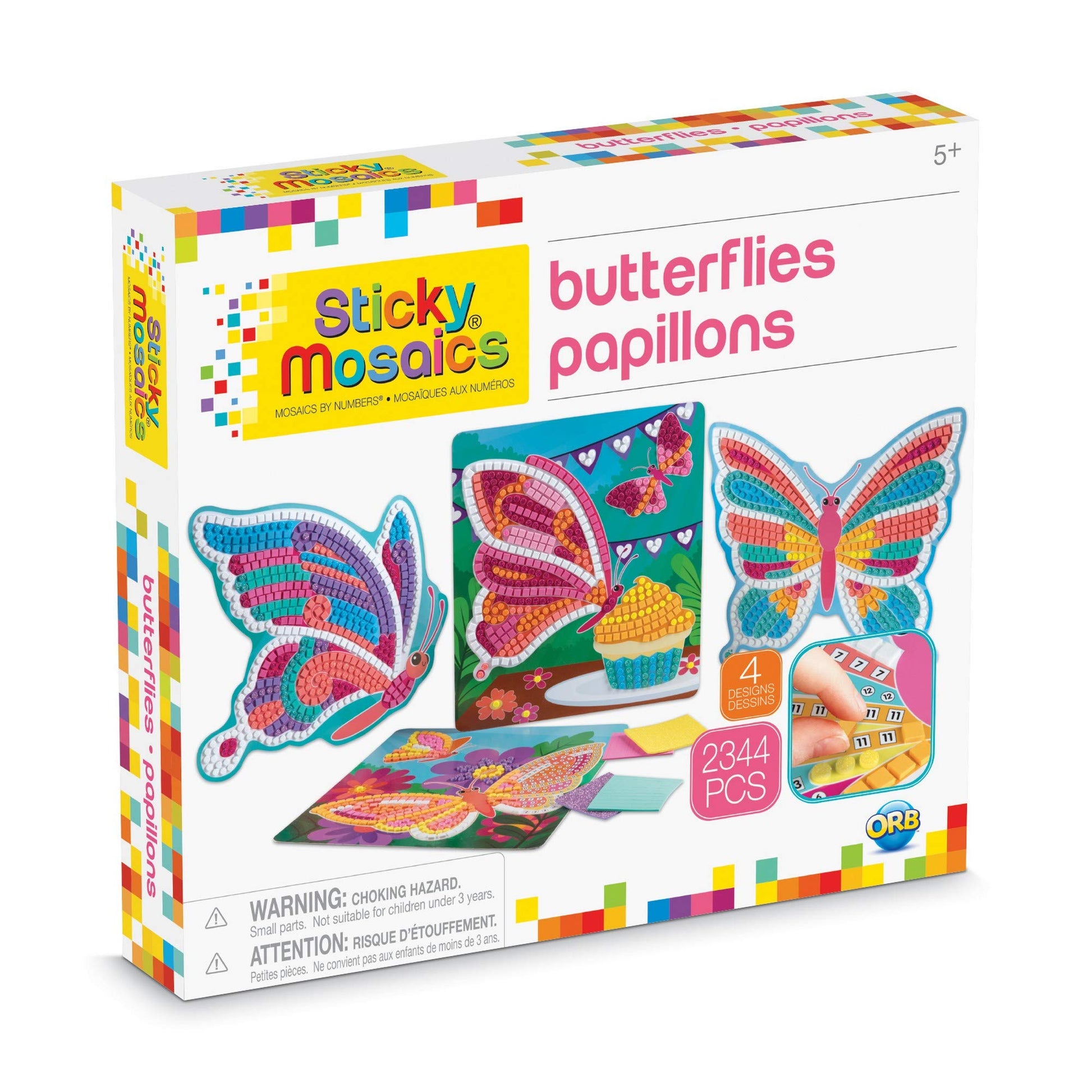The Orb Factory ORB Sticky Mosaics Butterflies Yellow/Blue/Pink/Purple/Pink, 12 x 2 x 10.75