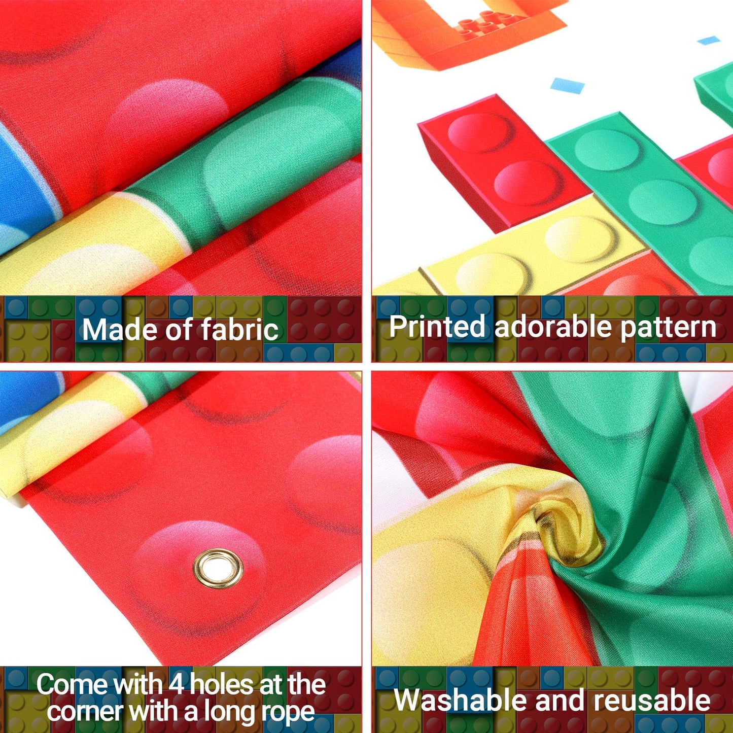 Panelee Building Block Birthday Banner Building Blocks Party Backdrop Building Blocks Birthday Party Decoration Happy Birthday B