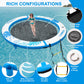 GYMMALL Inflatable Water Hammock - 8 FT Tanning Pool Float, Blue White, PVC+EVA, Ideal for Lake and Beach with Cup Holder and Water Ladder