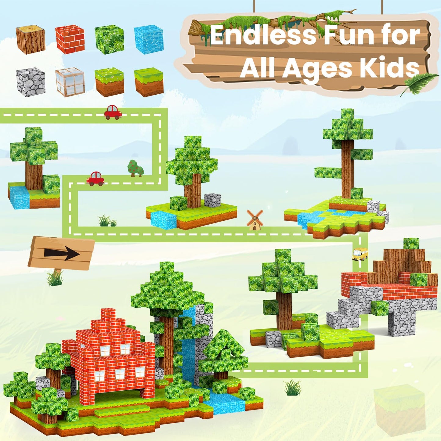 YOTOY Magnetic Blocks Toy for Kids Age 3 4 5 6 7 8 Years Old, Magnetic Building Blocks, Magnetic Blocks for Kids Ages 4-8, Magna