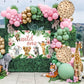 Pink Wild One Balloon Arch With Backdrop 59X40 Inch For Wild One Birthday Decoration, Safari Jungle Balloons Garland Arch Kit Gi