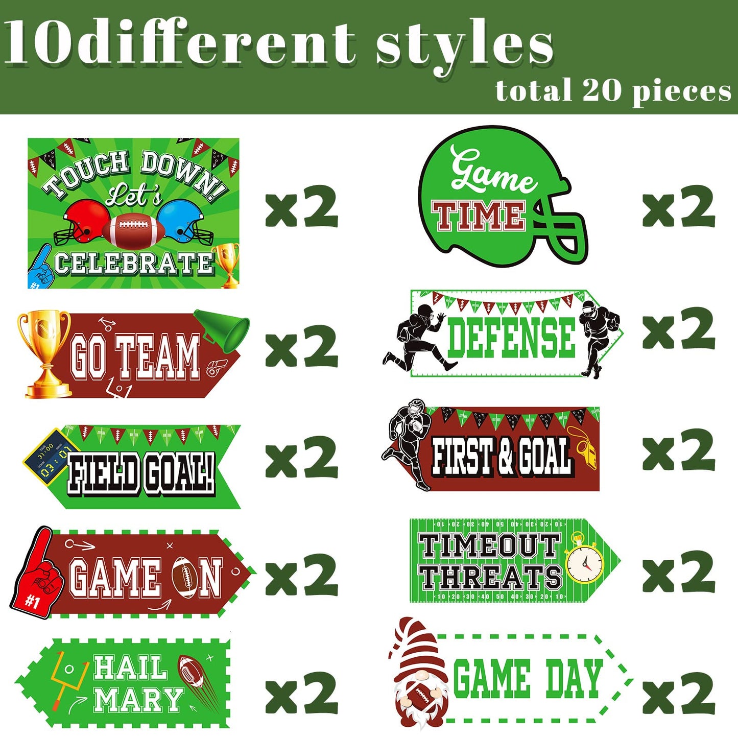 20 Pieces Football Party Sign Football Tailgate Party Supplies Concession Stand Decoration Football Team Party Decor Favors for