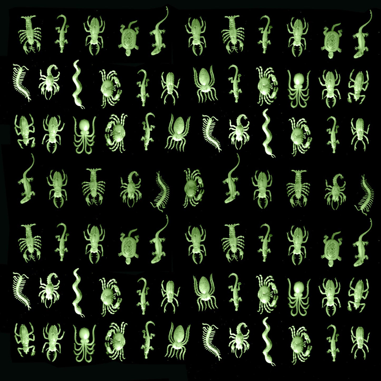 Glow In The Dark Insects - 144 Pieces - Party Favor And Prank Toys - Assorted Reptiles And Bugs Toys – Great For Halloween, Birthday Parties, Piñatas, Prizes And More - By Skeleteen