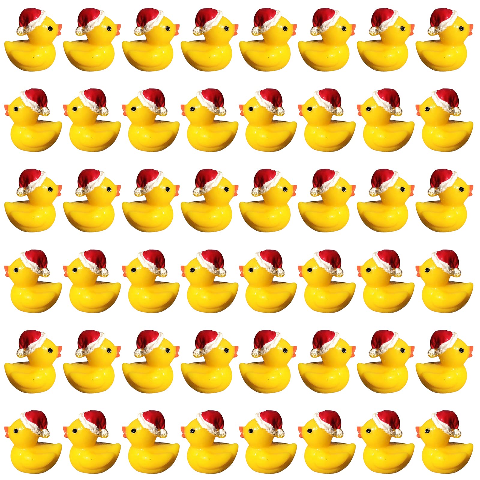 Eomtur 50Pcs Miniature Cute Cap Duck Exquisite Mini Duck Figures Small Rubber Ducks For Reunion Decoration Birthday Bath Cake Ornament (Yellow)