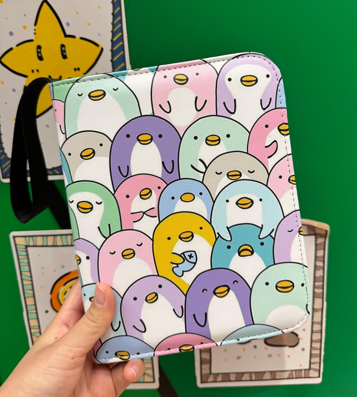 Thisness Yoto Card Holder - Organizer for 120 Cards, Zippered Case, Penguin Color, Model US-DLL, Durable Polyurethane Material