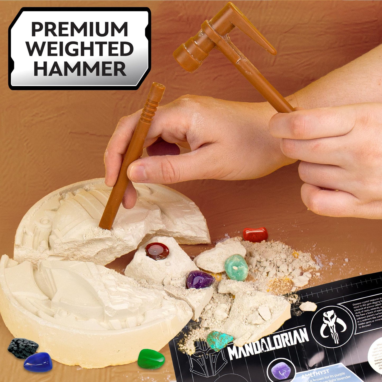 Star Wars The Armorer Gemstone Dig, Reveal 8 Real Gemstones Inside The Armorer'S Helmet, Including Amethyst, Quartz, Red Agate, Star Wars Toys, Science Kits For Kids Age 8-12, Excavation Toys