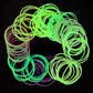Senkary 120 Pieces Silicone Jelly Bracelets Glow Neon 80s Rubber Bracelets Gel Gummy Elastic Hair Ties for Adults, Women, Kids,
