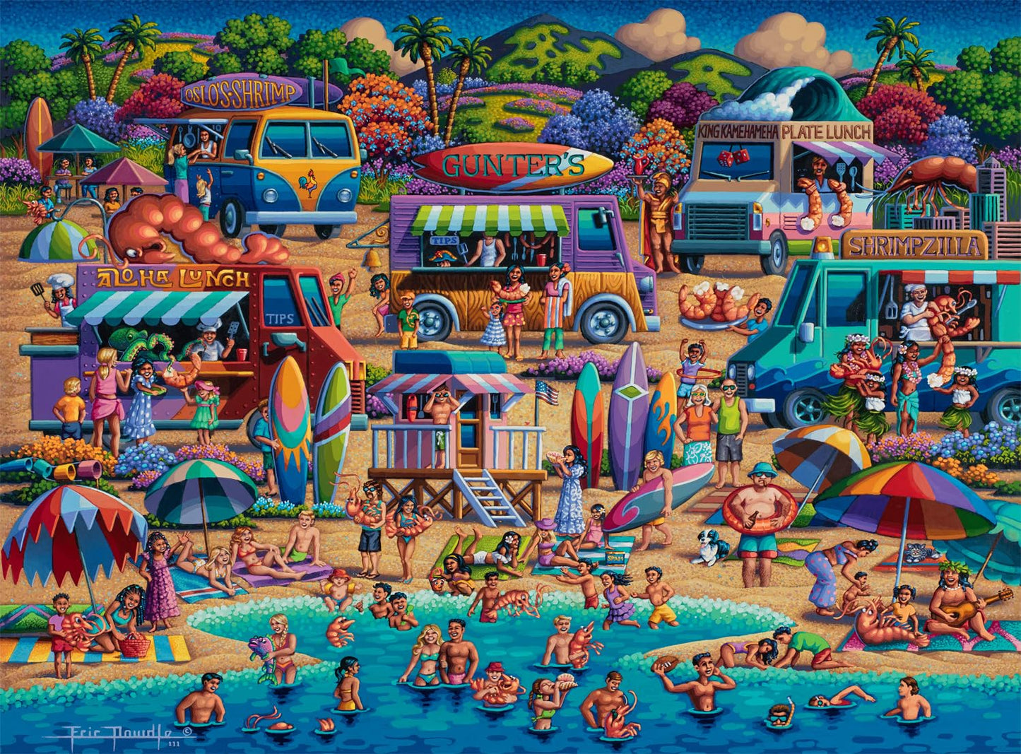 Buffalo Games - Dowdle - Shrimp Trucks - 1000 Piece Jigsaw Puzzle For Adults -Challenging Puzzle Perfect For Game Nights - Finished Size Is 26.75 X 19.75