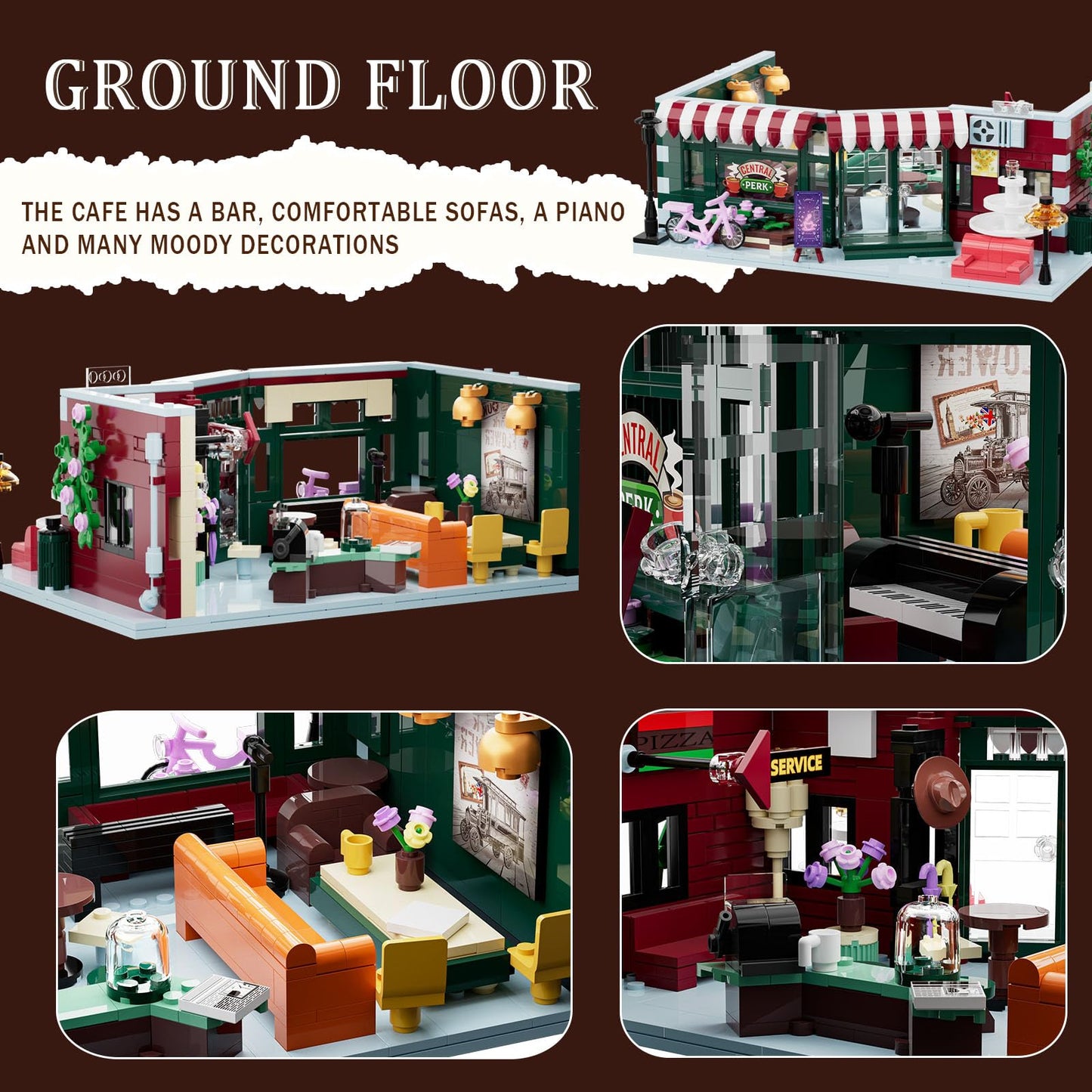 City Coffee House Mini Building Set - Three-Level Cafe Modern House Set - Ages 8+ Boys & Girls