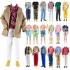 E-Ting 10-Item Trench Coat Pack = 5 Sets Fashion Casual Wear Clothes Outfit +5 Pairs Shoes For Boy Doll Random Style (Khaki Long Jacket Overcoat + Casual Wear Clothes +Swim Trunks)