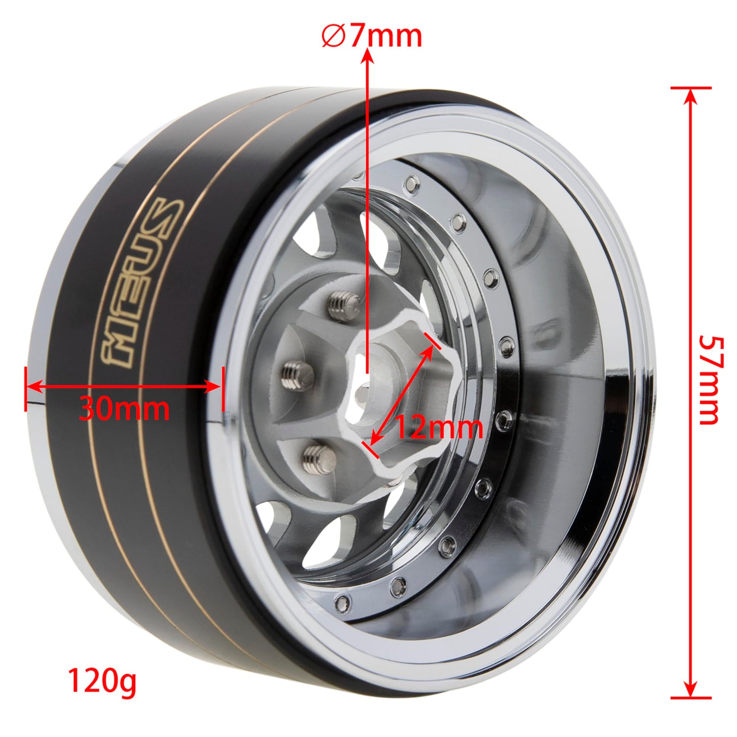 MEUS RACING 1.9'' Beadlock Wheels Rims, 120.5g Brass & Aluminum Deep-Dish Wheels for 1/10 RC Crawler SCX10 TRX4 VS4-10 Gen8 (D-T