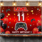 Level 11 Unlocked Backdrop Banner Decorations Video Game On Happy 11th Birthday for Boys Kids Red and Black 11 Years Old Level U