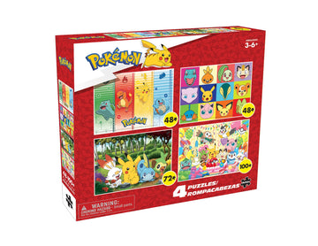 Buffalo Games Pokemon Kids 4x1 Multipack Jigsaw Puzzle - Large Multicolor - Challenging Fun for Game Nights - Model 9501