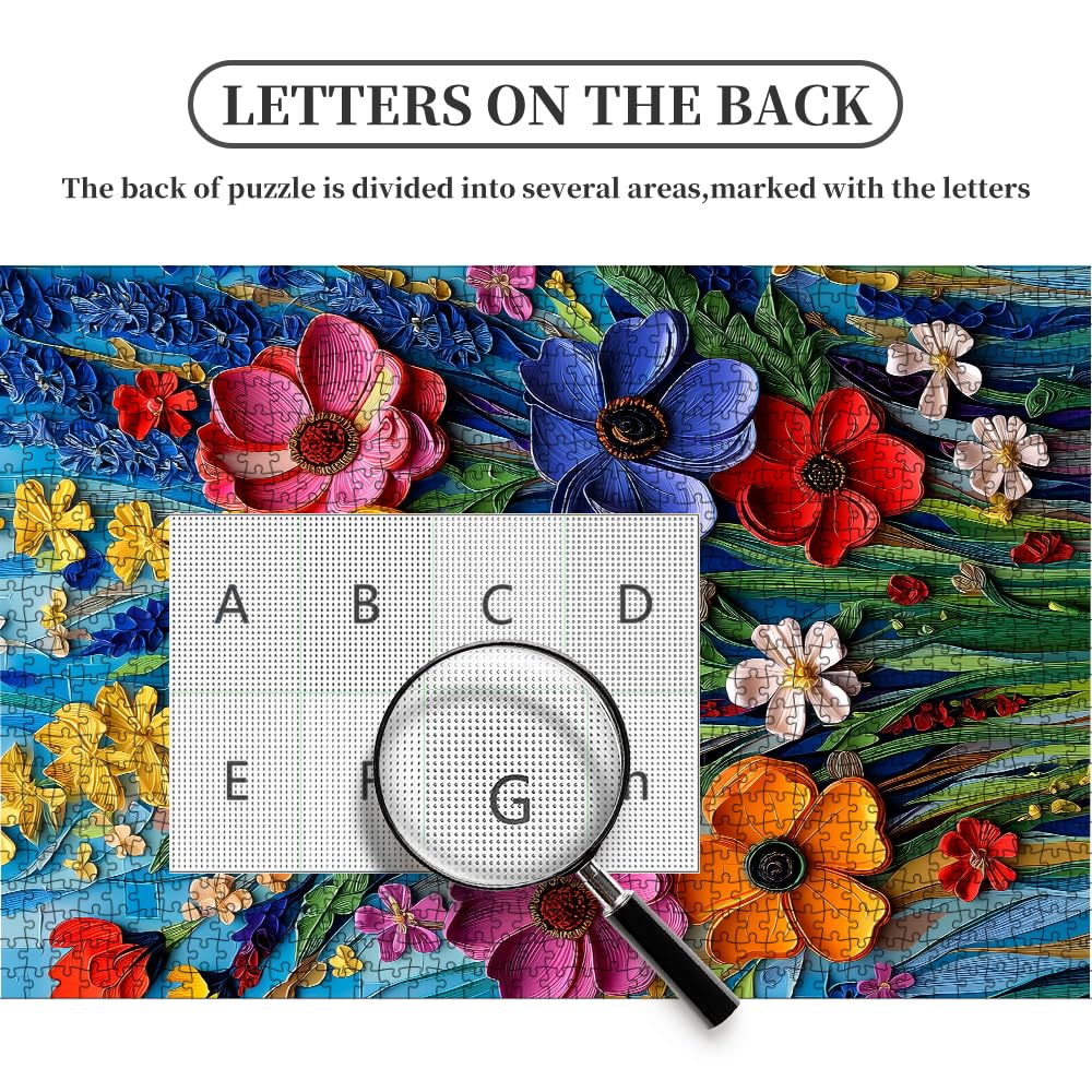 1000 Piece Jigsaw Puzzle for mature-themeds - 3D Paper Quilling Wildflowers Art  Vibrant Colorful Floral Puzzles  Challenging Brain Game  enhanced Eco-Friendly Gift for Women Men