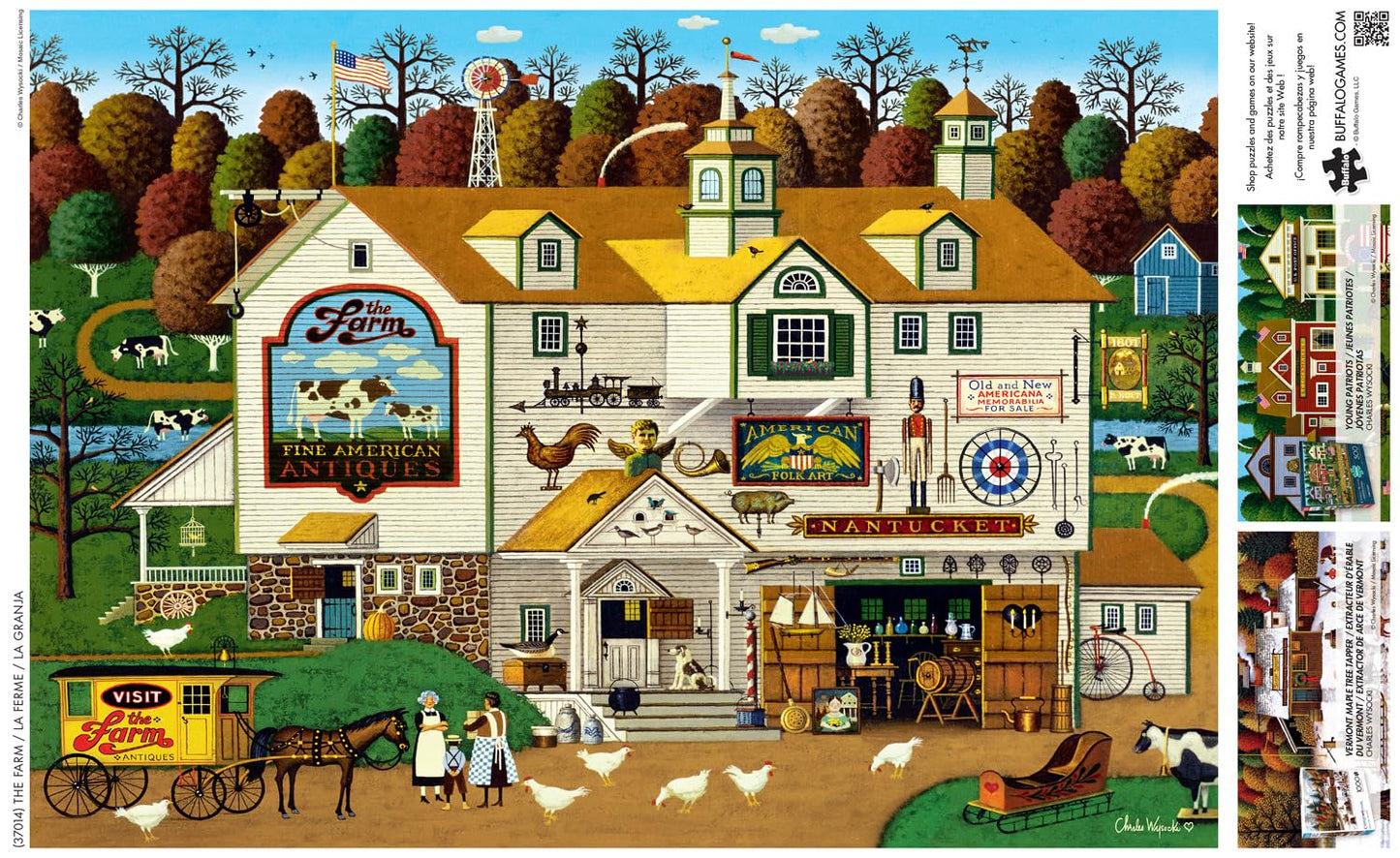 Buffalo Games 500 Piece Jigsaw Puzzle - The Farm by Charles Wysocki, Multicolor, Finished Size 21.25 x 15.00, Perfect for Game Nights
