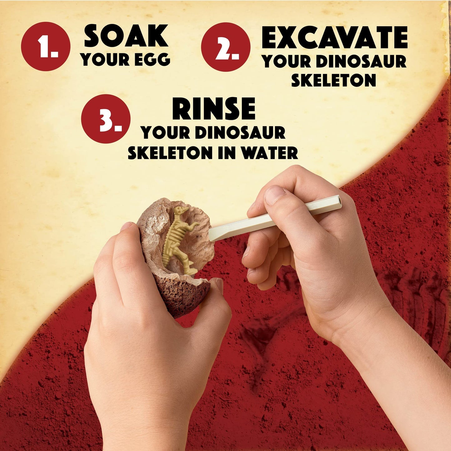 Mindware Dig It Up! Dinosaur Skeleton Eggs Excavation Kit - Comes With 12 Clay Eggs, 12 Chisel Tools And 12 Instruction Sheets