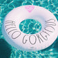Rae Dunn x CocoNut Float Ring Float - mature-themed Size Large 48 Inch Inflatable Raft & Durable Water Inner Tube - Stable Ride-On for Summer Parties & Swim Events (Hello Gorgeous.)