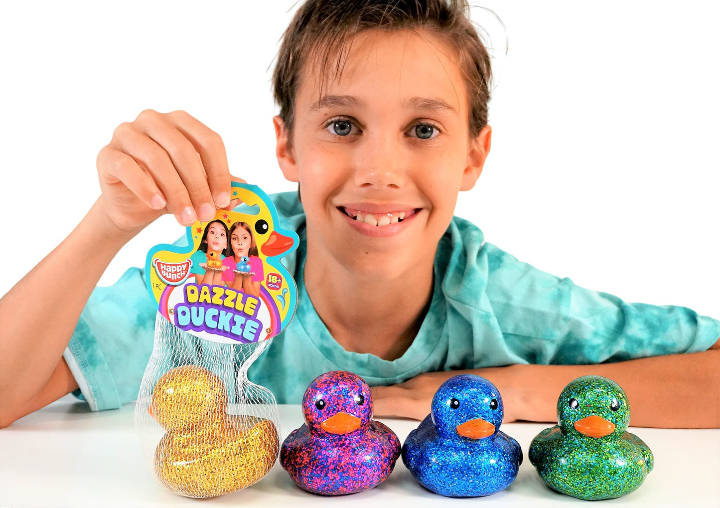 Ja-Ru Giant Glitter Rubber Ducks (4 Rubber Duckies Assorted) Baby Bath Toys & Pool Beach Essentials. Stress Relief Sensory Play