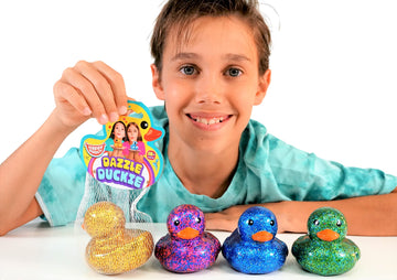 Ja-Ru Giant Glitter Rubber Ducks (4 Rubber Duckies Assorted) Baby Bath Toys & Pool Beach Essentials. Stress Relief Sensory Play