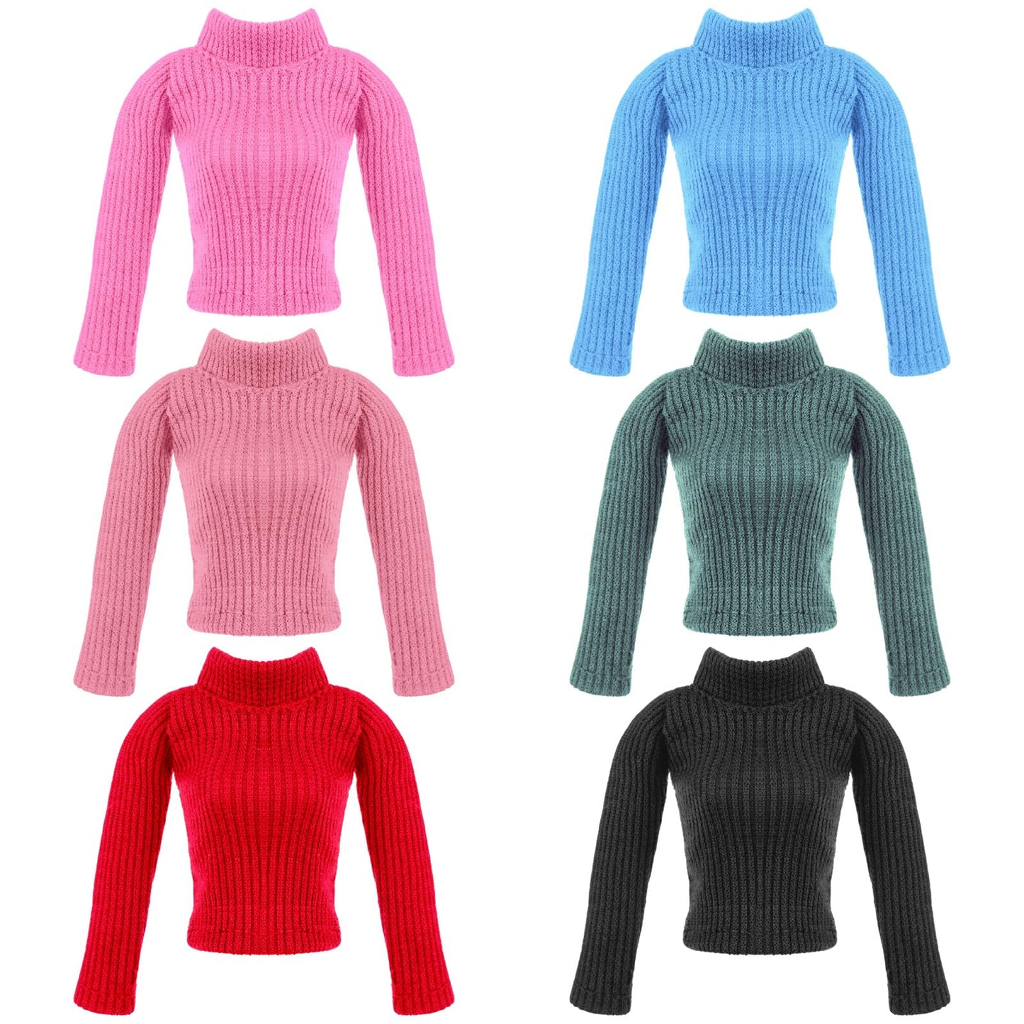 Fourluoo 6 Pcs Summer Doll Clothes Doll Sweater Fashion Outfits Long Sleeve Top Clothing For Birthday Gift(Retro Color,11.8 Inch