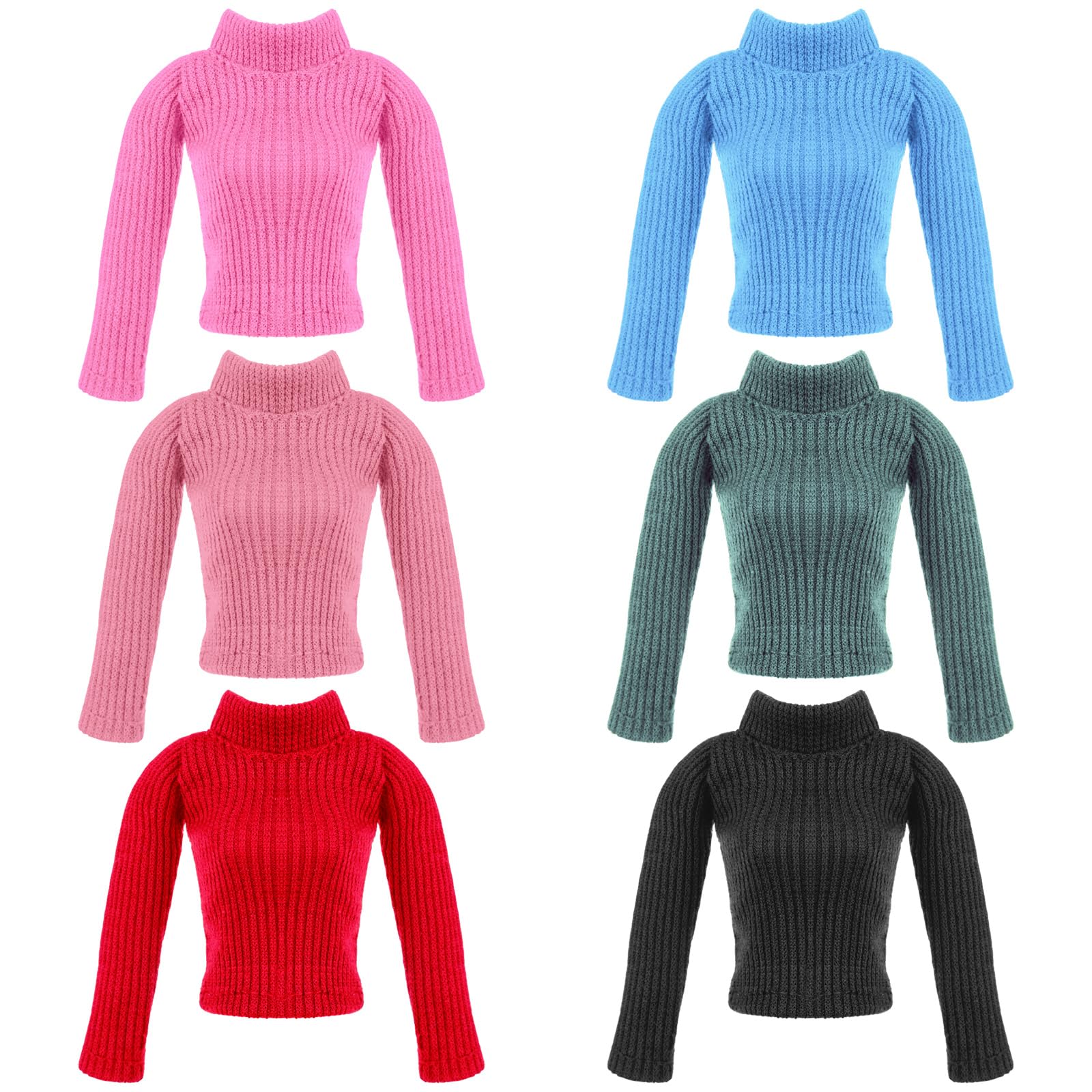 Fourluoo 6 Pcs Summer Doll Clothes Doll Sweater Fashion Outfits Long Sleeve Top Clothing For Birthday Gift(Retro Color,11.8 Inch