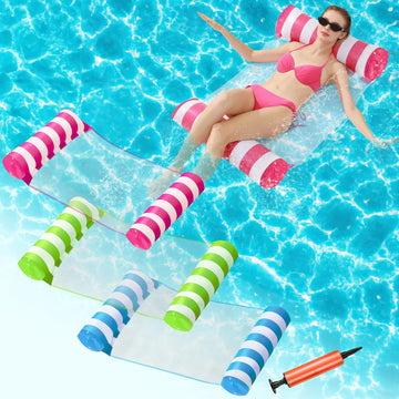 3 Pack Inflatable Pool Floats, Oksuwater 4-In-1 Water Hammock, Pool Floats Adult Size For Swimming Pool Party Summer Lake Water