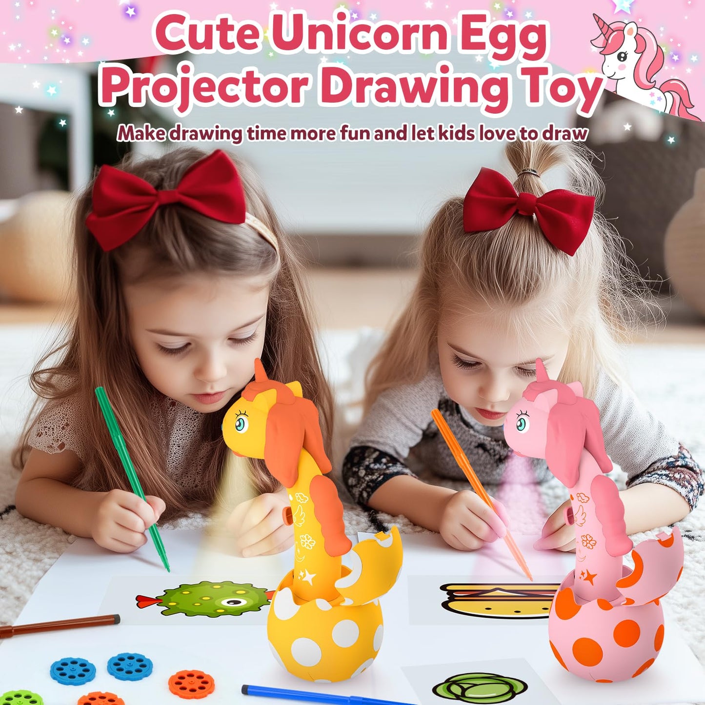 KETIEE Unicorn Drawing Projector Toys for Ages 5-7: Tracing and Drawing Projector for Kids with Cute Unicorn Look, Smart Art Ske