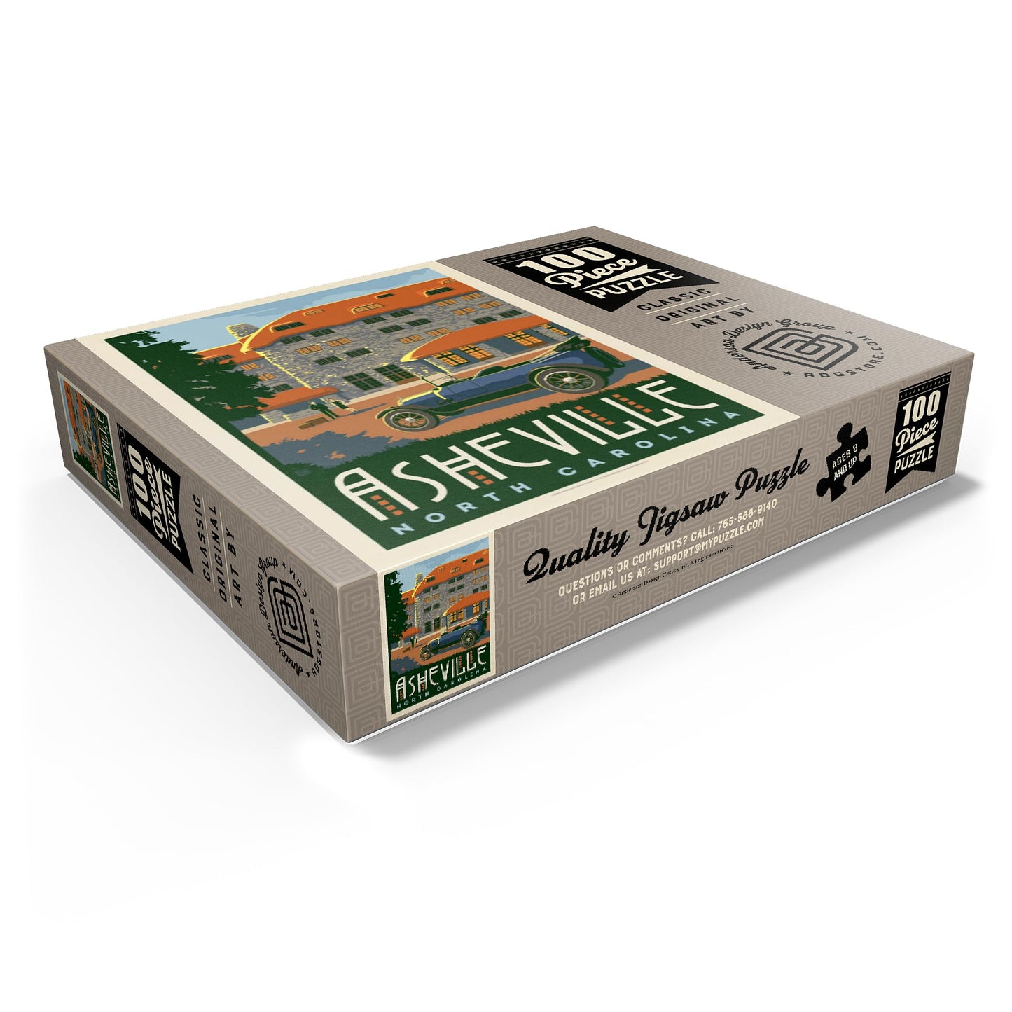 MyPuzzle Asheville: North Carolina  Vintage Poster - enhanced 100 Piece Jigsaw Puzzle for mature-themeds