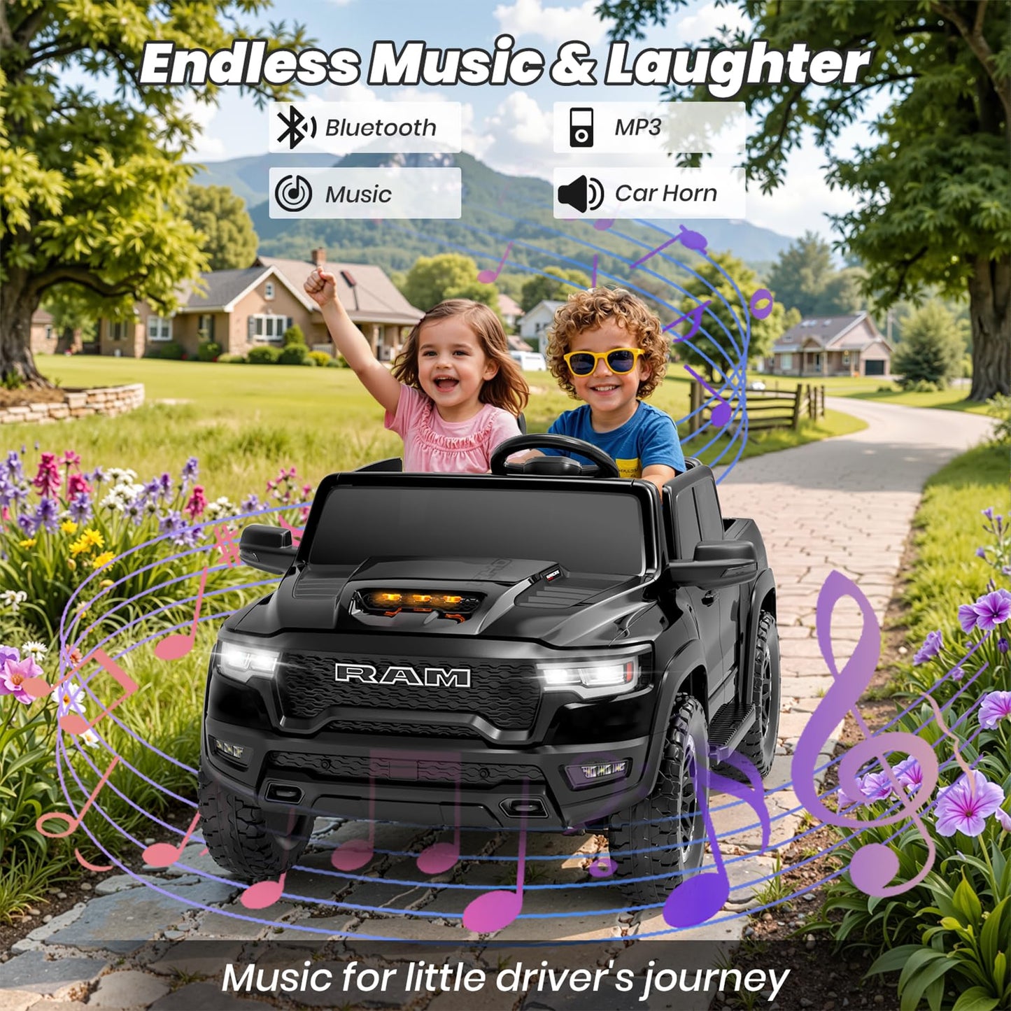 Segmart Electric Car for Kids, Licensed Ram 1500 RHO, 24V Ride on Toys for Big Kids, Battery Powered with Parent Remote Control,
