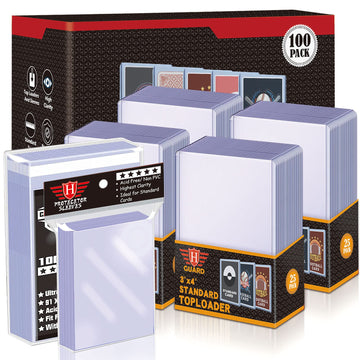 Homthy Toploaders Cards Sleeves Bundle For Trading Cards, 100 Toploaders And 200 Soft Penny Card Sleeves Fit For Standard Cards, Sports Cards, Mtg