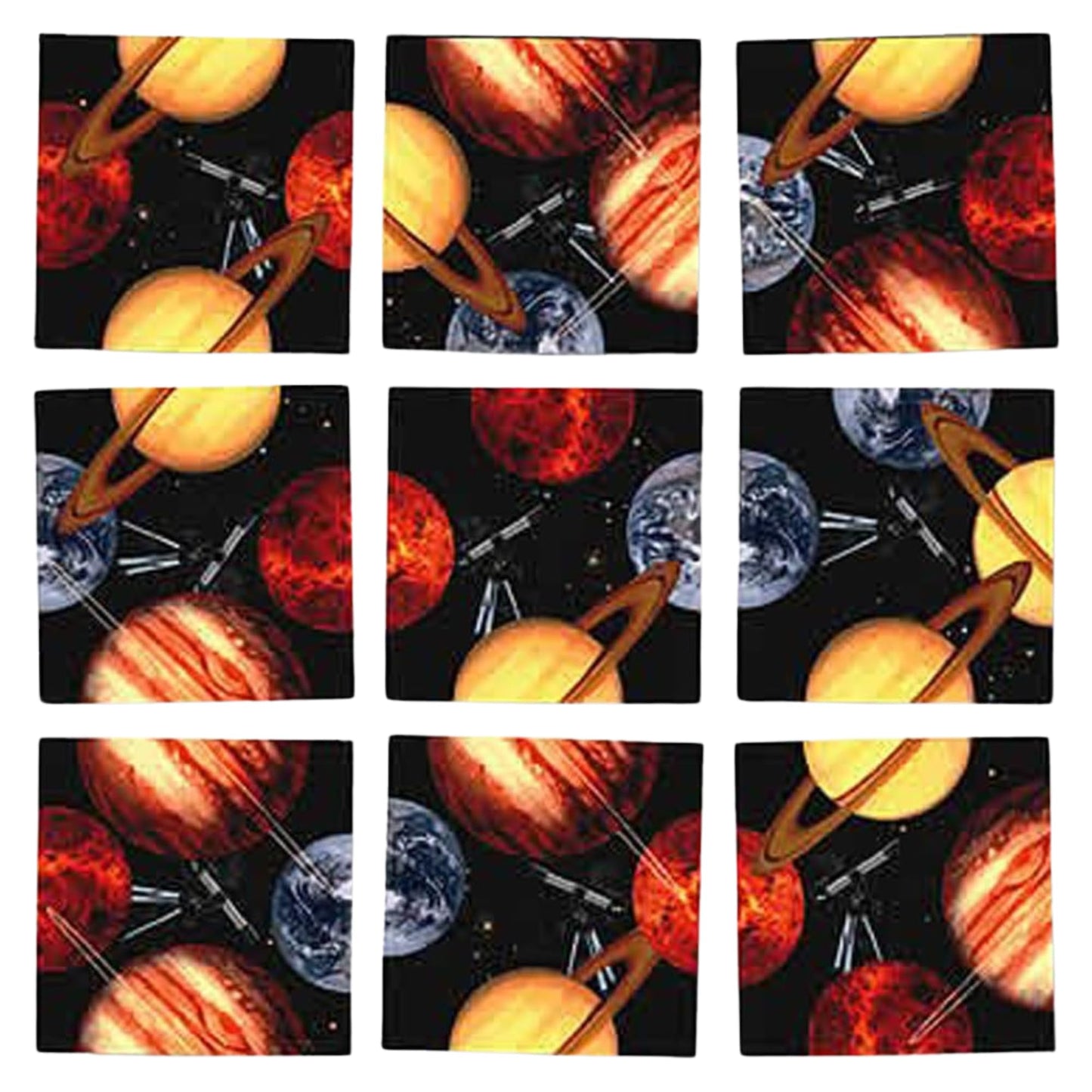 B.Dazzle Scramble Squares Planets 9-Piece Puzzle - Laminated Cardboard, Engaging Brain Teaser, 4.8x10.4 inches, Black